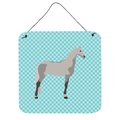 Micasa Orlov Trotter Horse Blue Check Wall or Door Hanging Prints, 6 x 6 in. MI225981
